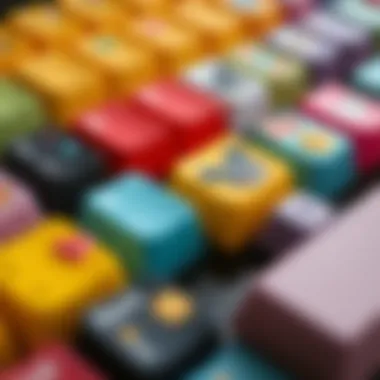 Vibrant Keycap Designs A beautifully arranged collection of colorful cute keycaps showcasing various designs.