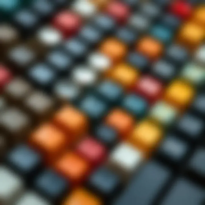 Diverse Keycap Materials An array of keycaps made from different materials, highlighting texture and quality.