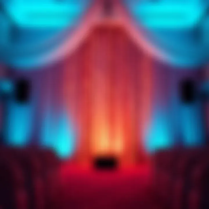 Artistic arrangement of LED curtain lights for an event setup