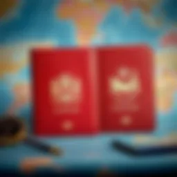 Elegant Mr and Mrs passport covers displayed on a travel-themed background