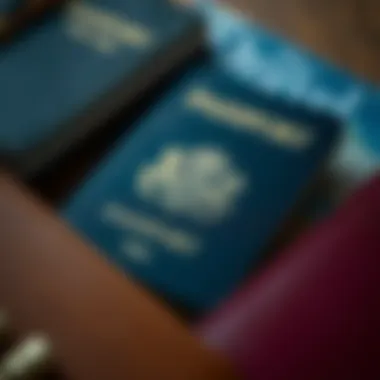 Luxurious Materials in Passport Covers Close-up of luxurious materials used in passport covers for travelers