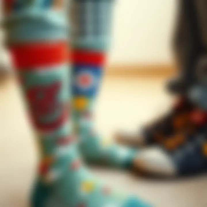 Customization in Picture Socks Creative representation of customization options for personal expression in sock designs