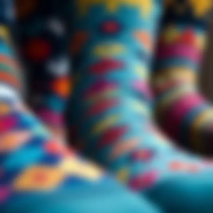 Unique Patterns in Picture Socks Close-up view of unique patterns and colors found in modern picture sock designs