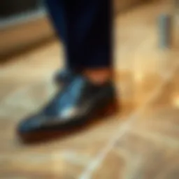 Elegant soft bottom dress shoes on a polished surface