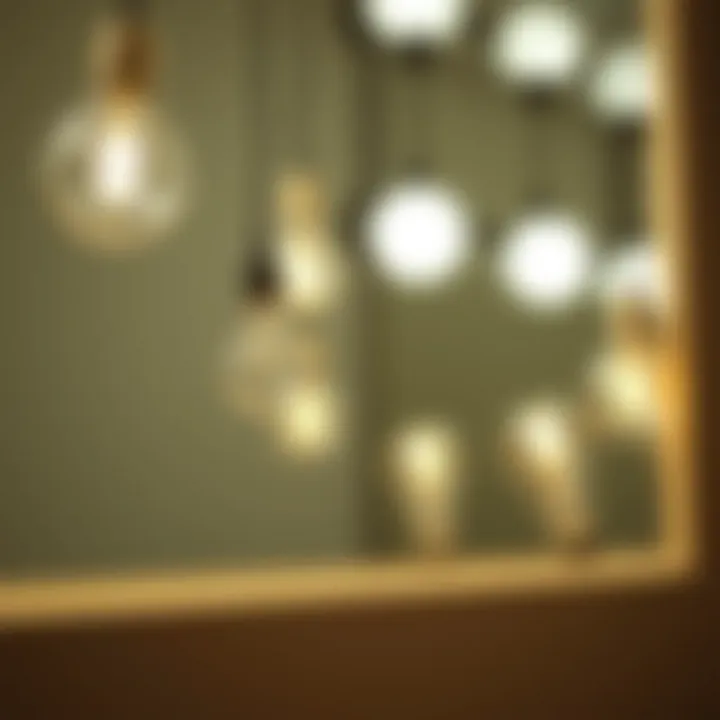 Close-up of a vanity lighting kit showcasing various bulb types