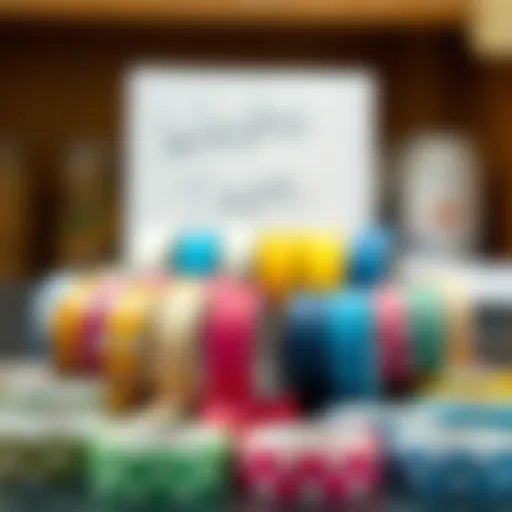 Colorful washi tape rolls displayed in an artistic arrangement