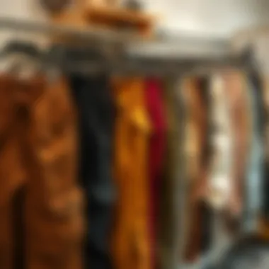 Diverse Styles of Cargo Pants A diverse array of cargo pants styles showcased on a clothing rack
