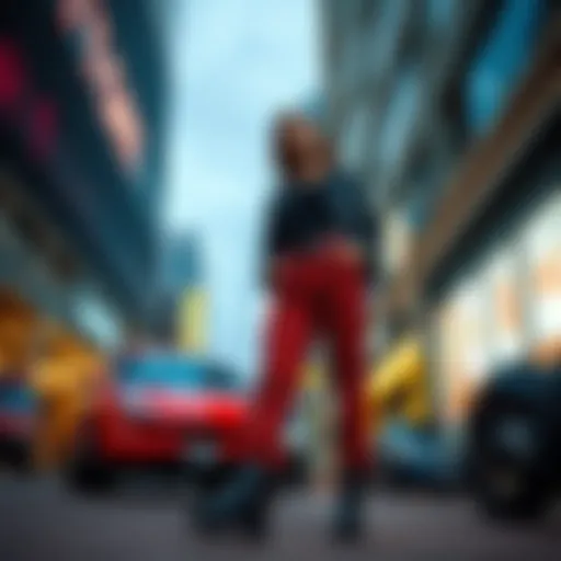 Urban Style with Red Plaid Pants Vibrant red plaid pants showcased in an urban setting