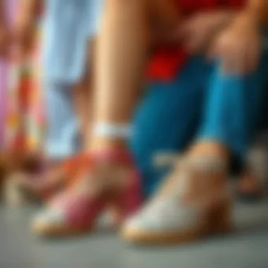 Trendy Summer Styles with Footwear Trendy summer shoes displayed against a backdrop of stylish summer outfits