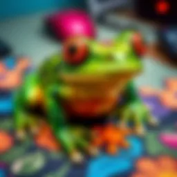 A vibrant frog-themed mouse pad showcasing intricate designs