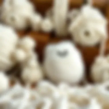 Creative Endeavors with Fuzzy White Yarn Various crafting projects using fuzzy white yarn, including knitted accessories