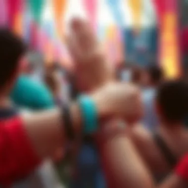 Cultural Expression Through Wristbands A cultural festival showcasing diverse pop wristbands