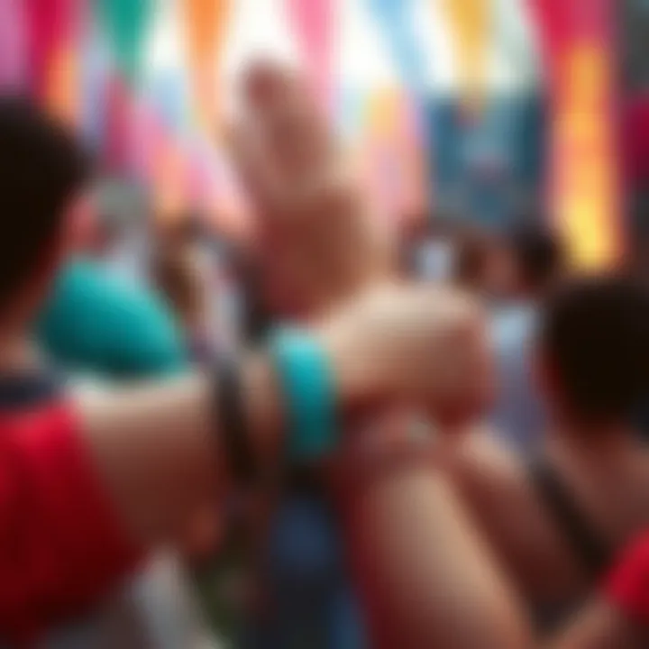 Cultural Expression Through Wristbands A cultural festival showcasing diverse pop wristbands