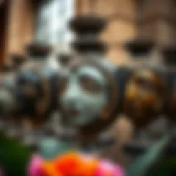 A stunning collection of half face vases showcasing intricate designs and vibrant colors