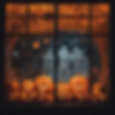 Vibrant Halloween Window Sticker Display A vibrant display of Halloween window stickers featuring pumpkins and ghosts.
