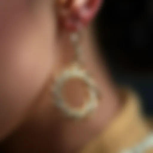 Intricate Design of Helix Crawler Earring Close-up view of a helix crawler earring showcasing intricate design details