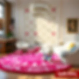 A beautifully designed Hello Kitty area rug showcasing intricate patterns and vibrant colors.