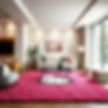 A cozy living room featuring a Hello Kitty area rug that enhances the overall decor.