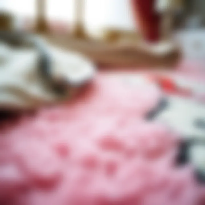 Close-up of the soft texture and quality materials of a Hello Kitty area rug.