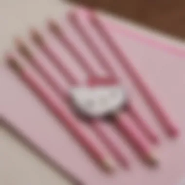 Hello Kitty Pencils in Trendy Stationery Hello Kitty pencils integrated into a stylish stationery setup.
