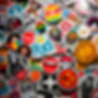 Eclectic Collection of Hippie Stickers Artistic collage of various hippie stickers