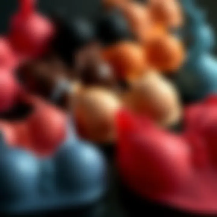 Different shapes of reusable silicone pasties displayed