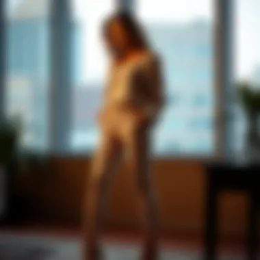 Elegant Knit Skinny Pants Elegant knit skinny pants in a modern setting