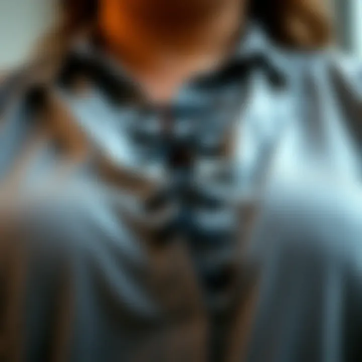 Close-up of the lace-up detail on a contemporary plus-size shirt