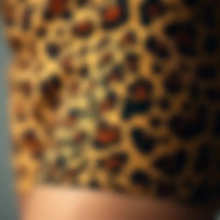 Close-up of the fabric texture of leopard biker shorts
