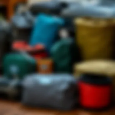 Selection of various roll-up compression bags in different sizes