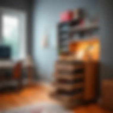 Modern Design Meets Functionality Stylish and modern bead drawers integrated into a crafting workspace