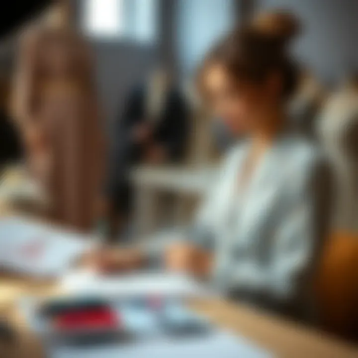 Fashion designer sketching a modest pageant gown