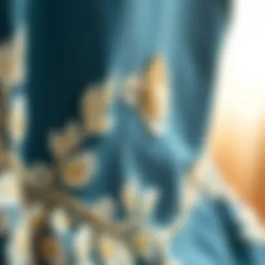 Intricate Embroidery Detail Detailed fabric close-up showcasing intricate embroidery