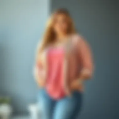 Casual Plus Size Summer Layering Lightweight cardigan draped over a casual tee and jeans