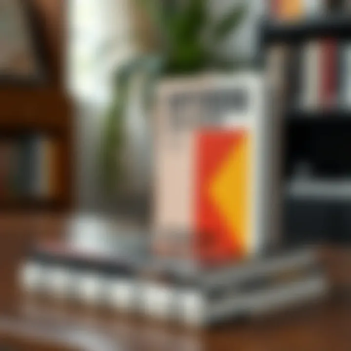 Close-up of a trendy faux designer coffee table book with artistic cover design