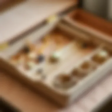 Luxurious Velvet Jewelry Organization Organized jewelry collection in a plush velvet tray, emphasizing the luxurious feel.