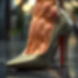 Close-up of non-slip pads for high heels on a shoe