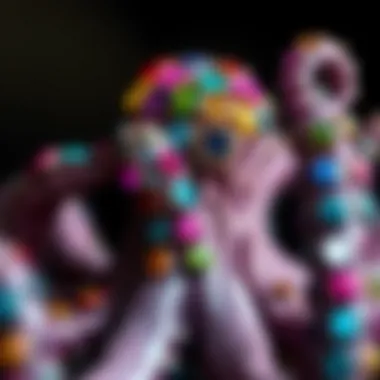 Colorful Gemstones Adorning the Octopus Close-up of octopus jewelry holder with colorful gemstones.
