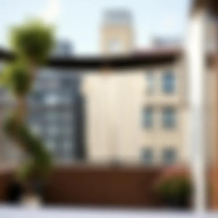 Elegant balcony clothes dryer in a modern urban setting