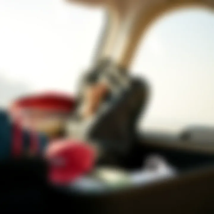 Organized travel essentials with laundry bag