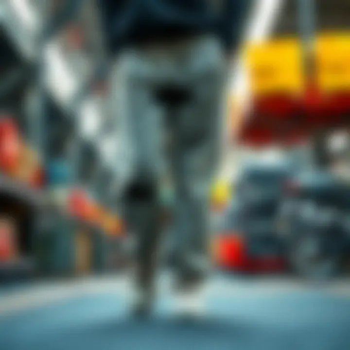 Illustration depicting sustainable practices in the production of parachute sweatpants.