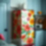 Vibrant Transformation of Refrigerator with Wallpaper Colorful peel and stick wallpaper applied on a refrigerator