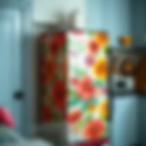 Vibrant Transformation of Refrigerator with Wallpaper Colorful peel and stick wallpaper applied on a refrigerator
