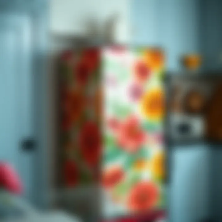 Vibrant Transformation of Refrigerator with Wallpaper Colorful peel and stick wallpaper applied on a refrigerator