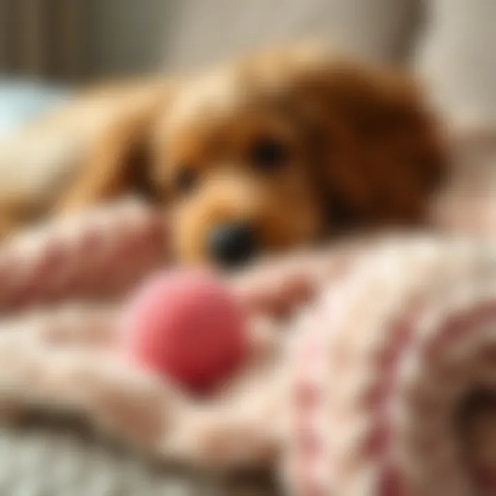 A pet hair remover ball in action on a fluffy pet blanket