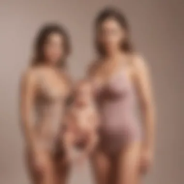 Diverse Options for Every Mother An array of different postpartum body shapers displayed elegantly, showcasing variety.