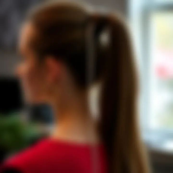 A pro ponytail holder in use during a professional setting