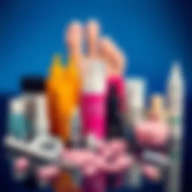 Essential Products for Fake Toenails An array of high-quality products used for applying fake toenails.