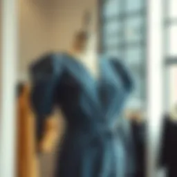 Elegant puff sleeve denim jumpsuit on a mannequin