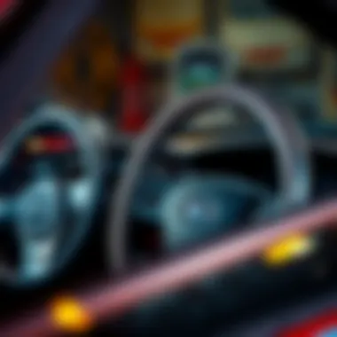 Variety of styles of rhinestone steering wheel covers on display